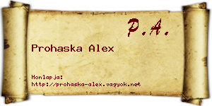 Prohaska Alex névjegykártya